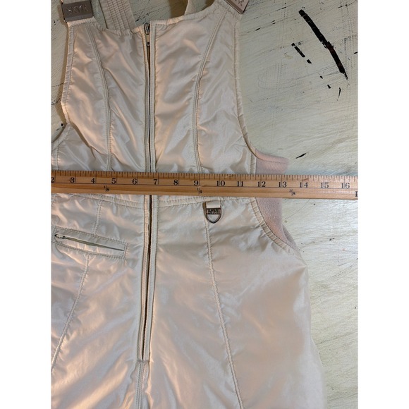 Skyr Ski Bib Overalls Womens Sm Ivory Quilted Vintage Snow Pants Gaper Day